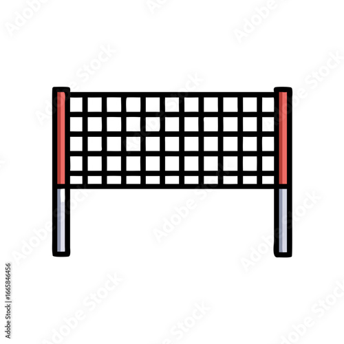 Tennis net icon with red and black posts