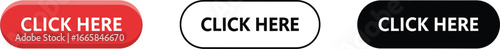 Click here button vector set call to action cta red black outline