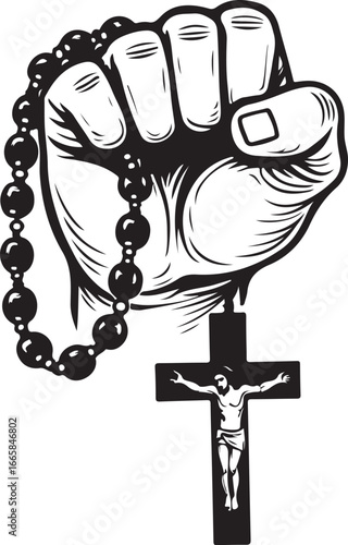 Divine Power Christian Rosary Art vector graphics