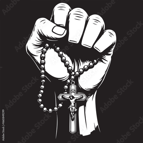 Divine Power Christian Rosary Art vector graphics