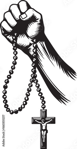 Divine Power Christian Rosary Art vector graphics