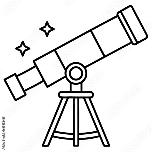 Telescope line art vector illustration