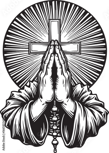 Divine Power Christian Rosary Art vector graphics