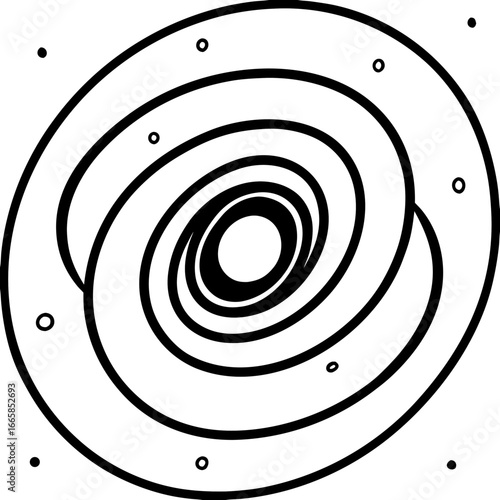 Spiral galaxy line art vector illustration