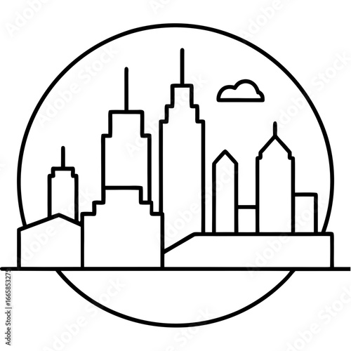 City skyline line art vector  illustration