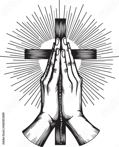 Divine Power Christian Rosary Art vector graphics