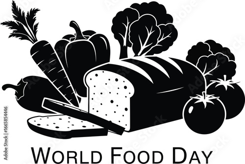Celebrate World Food Day with healthy vegetables and fresh bread, vector design