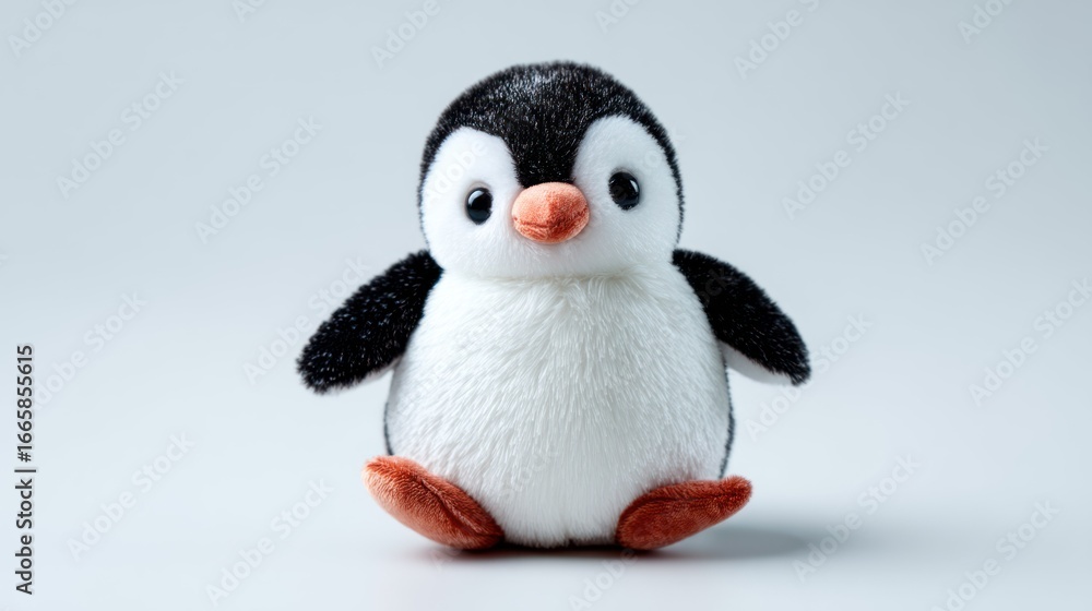 Fototapeta premium Plush penguin toy on white