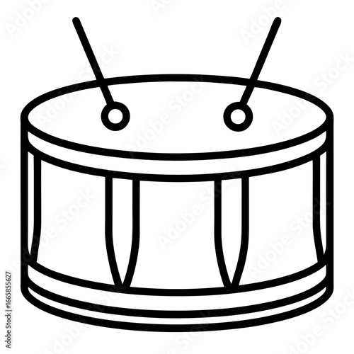 Drum icon line art vector illustration 
