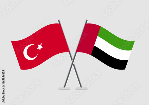 Turkey and United Arab Emirates vector flags illustration with unity tone