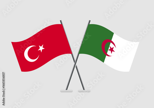 Turkey and Algeria vector flags icon with flat vector elements