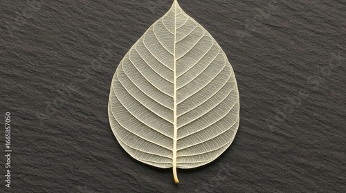 White leaf on black background