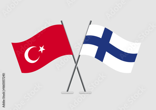 Turkey and Finland vector flags illustration on soft neutral field