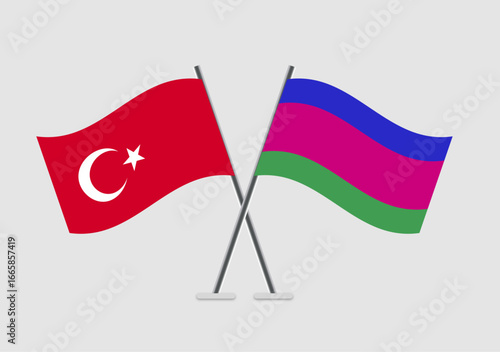 Turkey and Kuban Peoples Republic vector flags in international meeting symbol