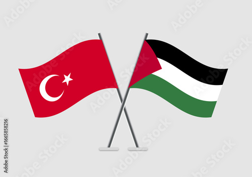 Turkey and Palestine vector flags drawn in classic emblem form