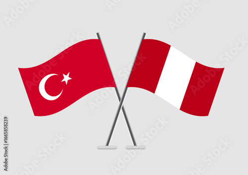 Turkey and Peru vector flags symbolic of cooperation