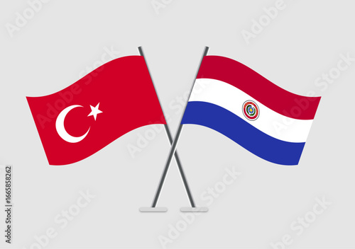 Turkey and Paraguay vector flags visualized in cultural layout
