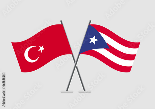 Turkey and Puerto Rico vector flags concept for unity in design