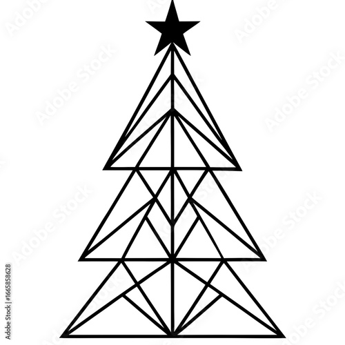 Abstract christmas tree  triangle line art vector illustration