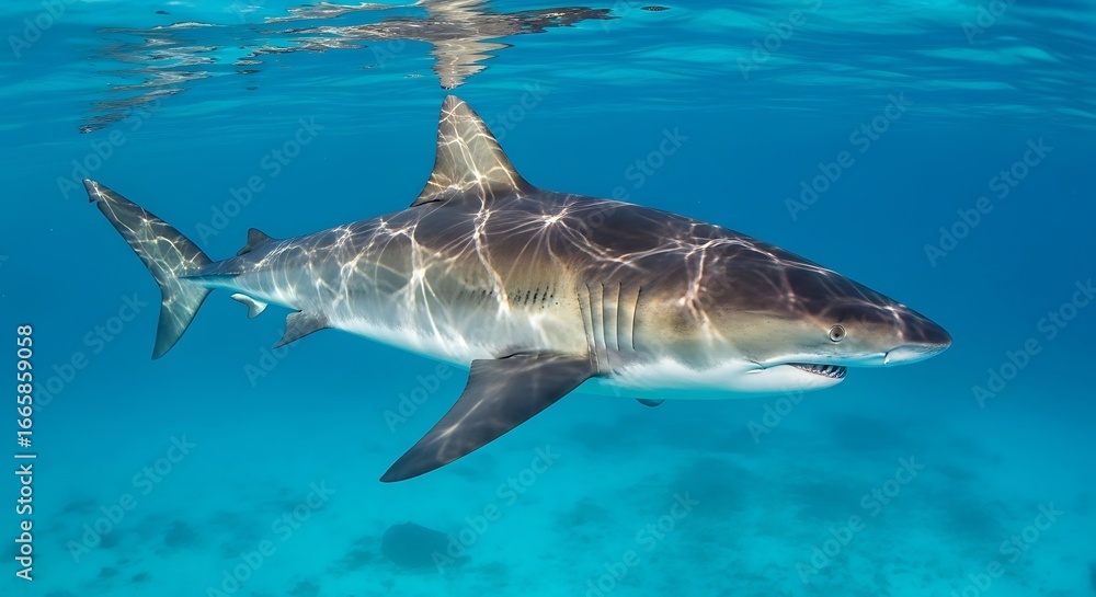 Fototapeta premium Shark in turquoise water