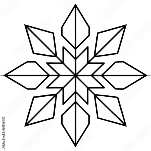  Geometric snowflake line art vector illustration