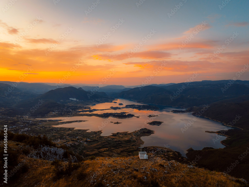 Obraz premium Aerial view of Rama lake or Ramsko jezero in Bosnia and Herzegovina