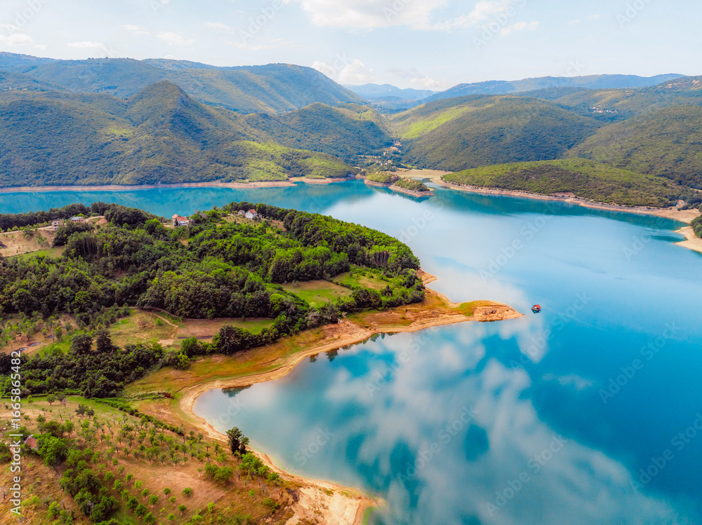 Naklejka premium Aerial view of Rama lake or Ramsko jezero in Bosnia and Herzegovina