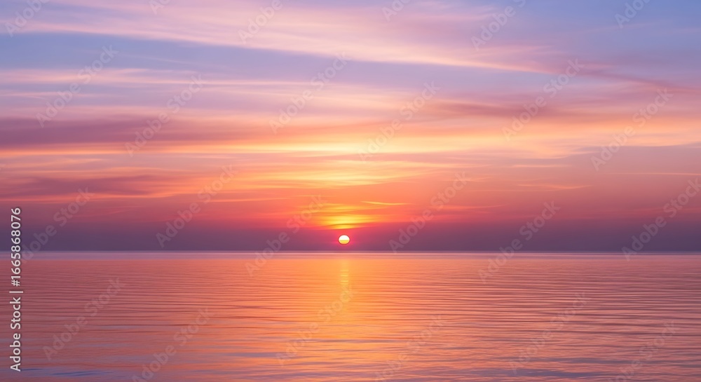 Obraz premium Colorful sunset over calm water