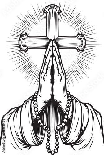 God, Christian, Jesus, rosary, crucifix, cross, prayer,  vector graphics