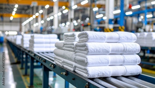 Factory Conveyor Belt with Clean Towels.
