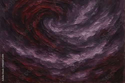 Wallpaper Mural Abstract swirling storm painting in deep purple and crimson tones with textured brushstrokes and dramatic vortex motion. Torontodigital.ca