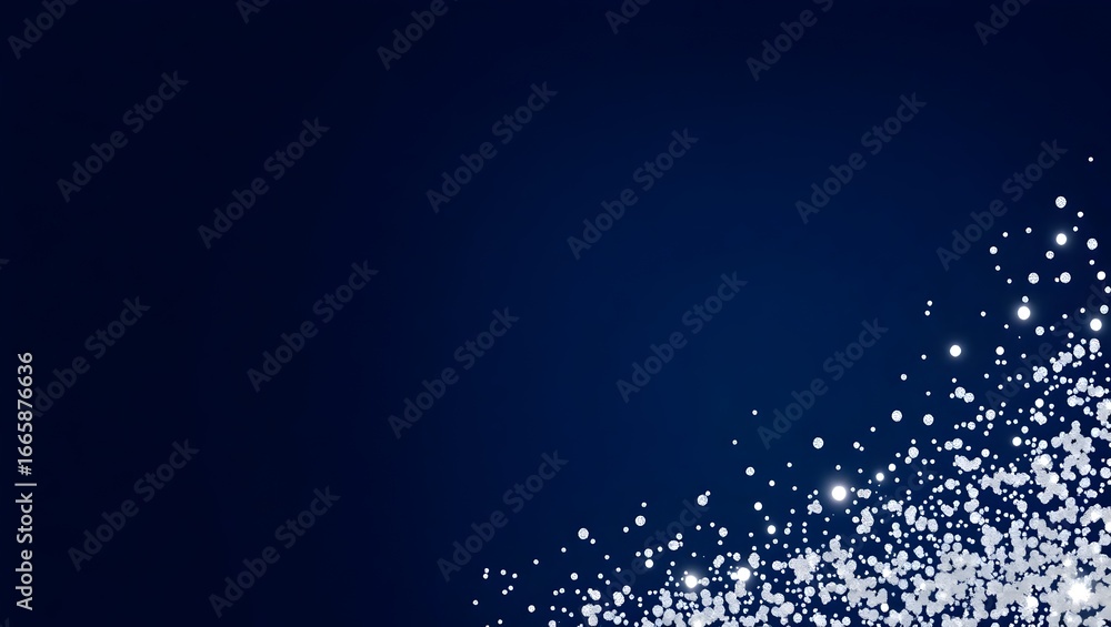 Obraz premium Modern dark blue glossy metallic background with glitter diamond confetti and clean empty copy area