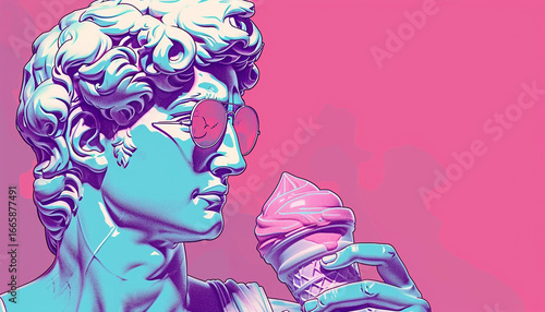 Ancient Statue with ice cream cone