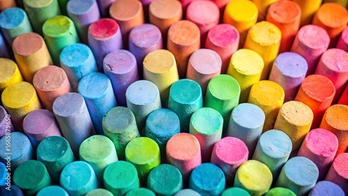 Colorful chalk pastels arranged in rows