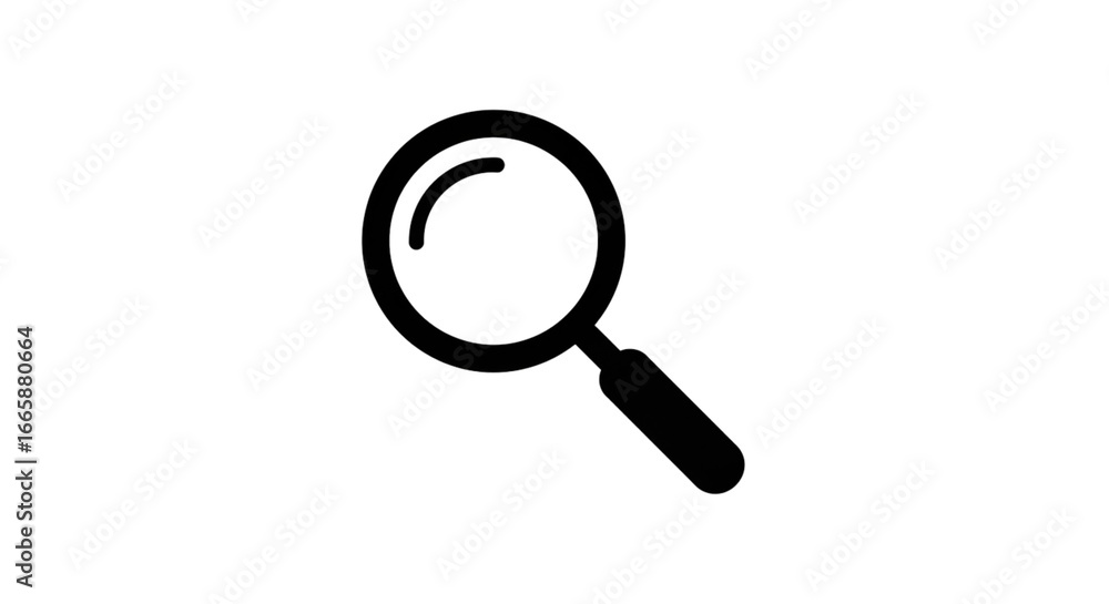 Discovering insights with a simple magnifying glass icon, symbolizing clarity and focused investigation on a clean white background, perfect for research and analysis concepts.isolated on white backgr Discovering insights with a simple magnifying glass icon, symbolizing clarity and focused investigation on a clean white background, perfect for research and analysis concepts.isolated on white backgr