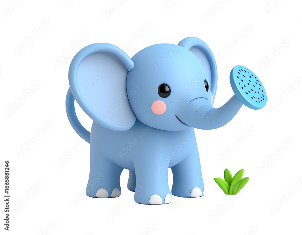 Obraz premium Cute Blue Elephant 3D Illustration