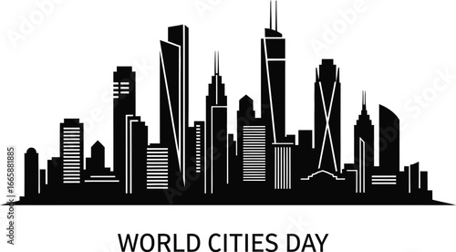 Celebrate World Cities Day with a striking city skyline silhouette, urban design