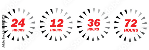 48, deo, logo, week, hour, 12, 24, 72, symbol, arrow, sign, discount, offer, number, shipping, deodorant, day, remain, work, hrs, clock, effect, circle, template, deal, shop, icon, isolated, supermark