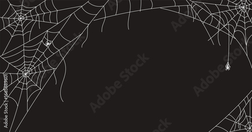Spooky spider web elements for horror, halloween illustration