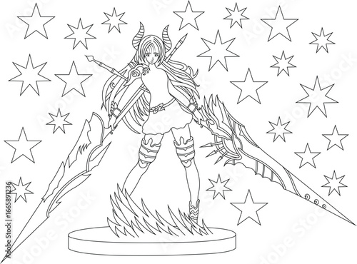 Enemy Fighter Girl Coloring Pages – Powerful Warrior Outlines to Print and Color.