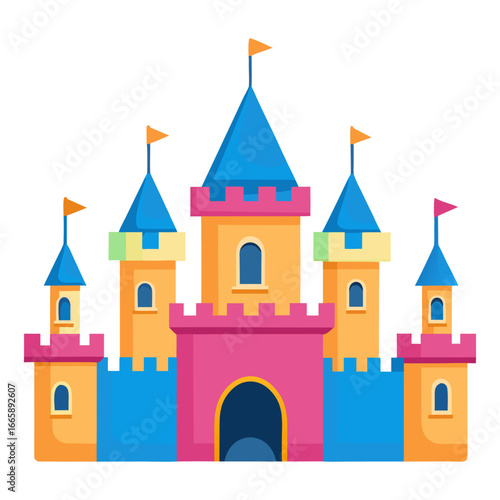 Flat a toy castle vector illustration design