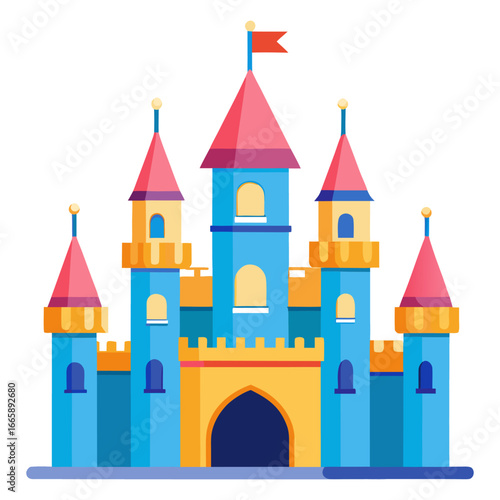 Flat a toy castle vector illustration design