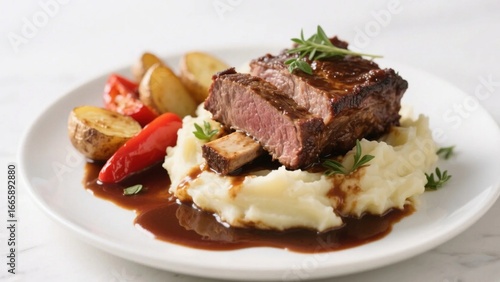 Wallpaper Mural Grilled Steak with Mashed Potatoes and Roasted Vegetables Torontodigital.ca