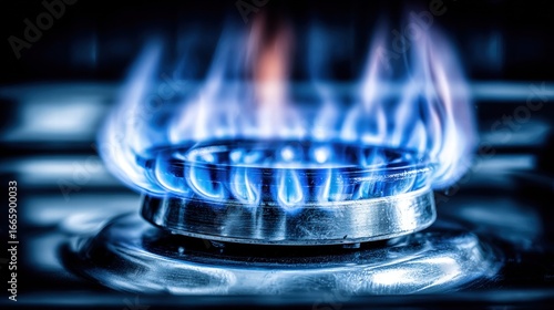 Wallpaper Mural Vibrant blue gas flame burning on a stove burner in a close-up, perfect for energy concepts. Torontodigital.ca