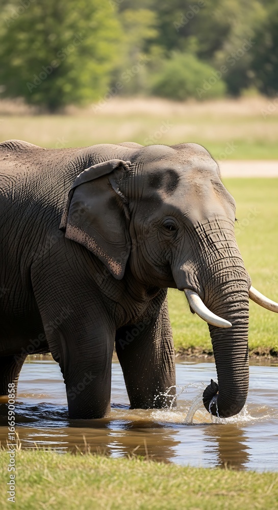 Fototapeta premium Elephant in water, natural habitat