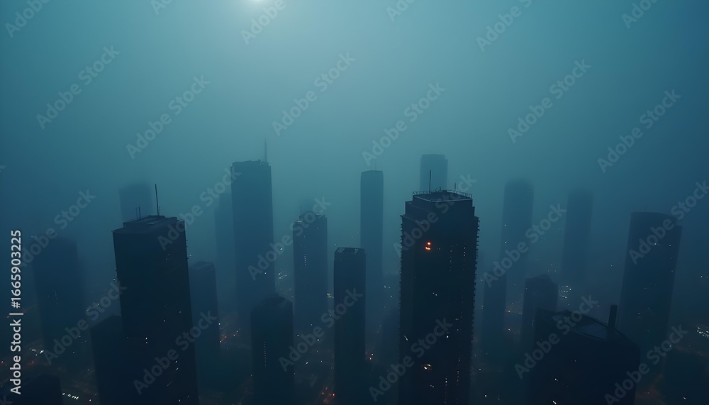 Fototapeta premium Urban Dystopia - Plastic Smog Twilight