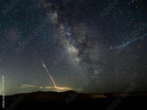 Night Missile Interception Over Israel with Milky Way