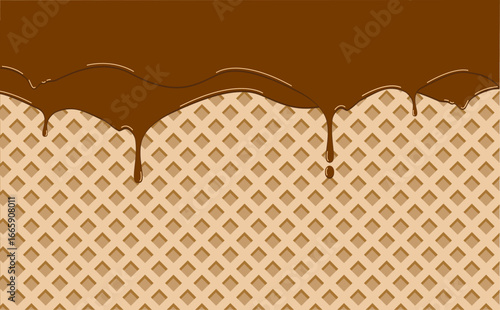 チョコレートとウエハースのかわいい背景イラスト