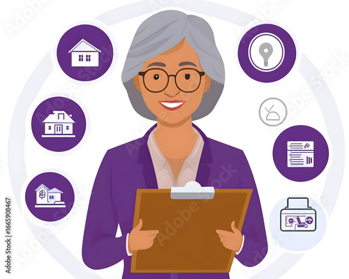 Illustration of Female Real Estate Agent