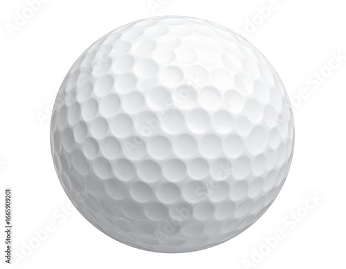 Top-Down Perspective of White Golf Ball with Crisp Dimple Texture, Transparent Background